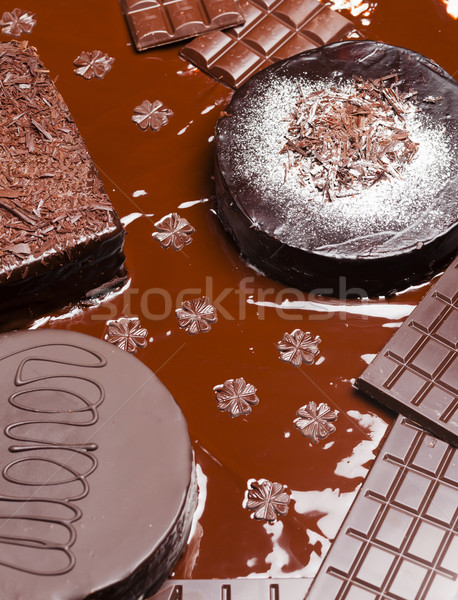 still life of chocolate with Wiener cake and chocolate cakes Stock photo © phbcz