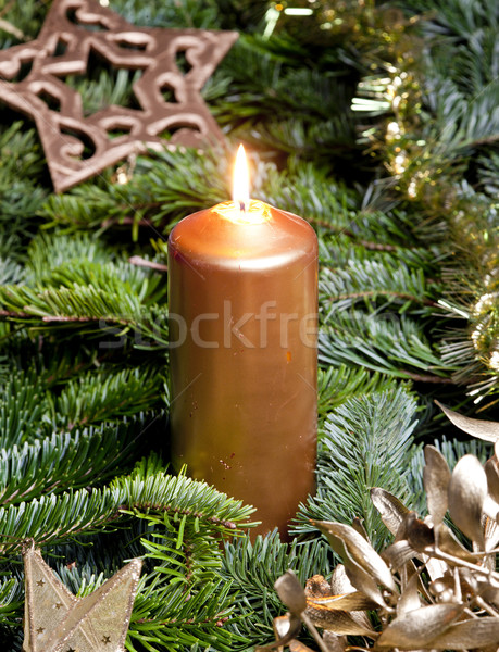 Christmas still life with a candle Stock photo © phbcz