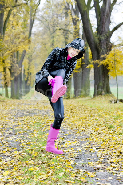 Stock photo: woman in autumnal alley