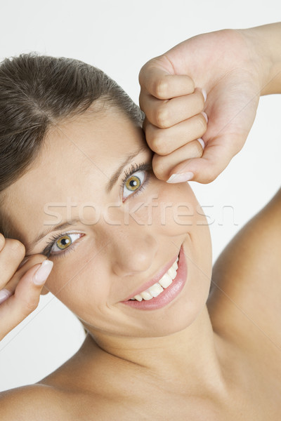 [[stock_photo]]: Jeunes · portrait · femme · mains · visage · visages