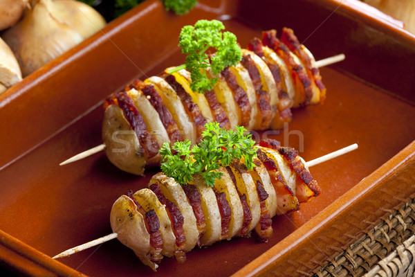 Stock photo: potato skewers with bacon