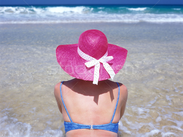 Stock photo: woman on the beach, Fuerteventura, Canary Islands, Spain