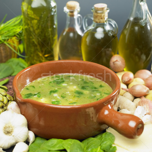 soup (bouillon) with spinach Stock photo © phbcz