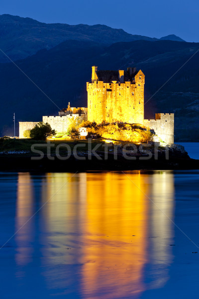 Eilean Donan Castle at night, Loch Duich, Scotland Stock photo © phbcz