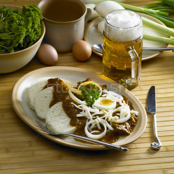 beef goulash with egg Stock photo © phbcz