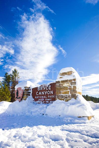 entrance, Bryce Canyon National Park in winter, Utah, USA Stock photo © phbcz