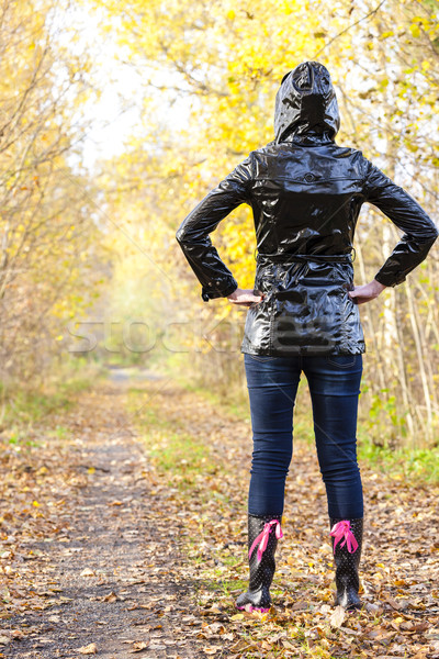 woman wearing rubber boots in autumnal nature Stock photo © phbcz