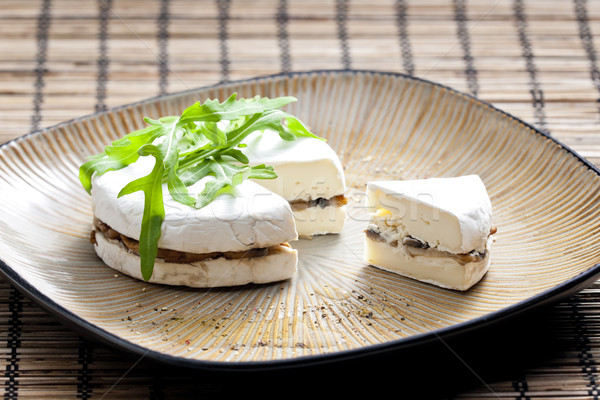 cheese brie filled with roasted mushrooms Stock photo © phbcz