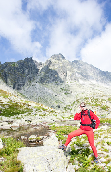 woman backpacker at Five Spis Tarns, Vysoke Tatry (High Tatras), Stock photo © phbcz