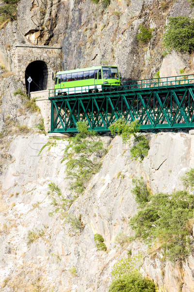 Stock photo: engine coach on railway viaduct near Tua, Douro Valley, Portugal