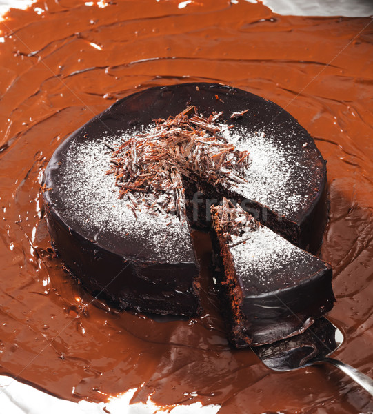 Foto stock: Natureza · morta · chocolate · bolo · de · chocolate · comida · aniversário · sobremesa