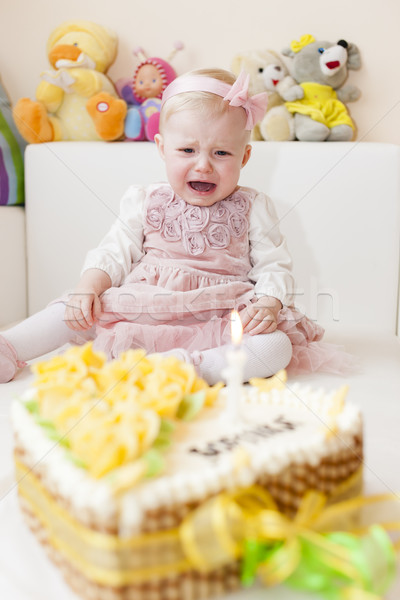 座って 少女 誕生日ケーキ 食品 子 ストックフォト © phbcz