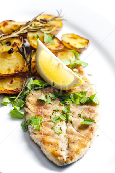 Stock photo: grilled mackerel with roasted potatoes