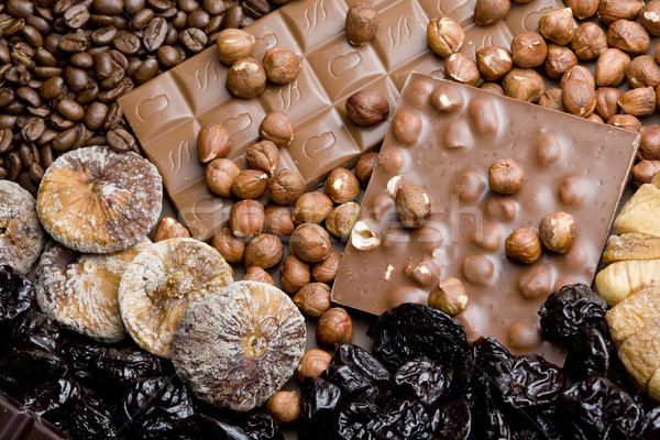 Foto stock: Secas · fruto · chocolate · grãos · de · café · frutas · doce