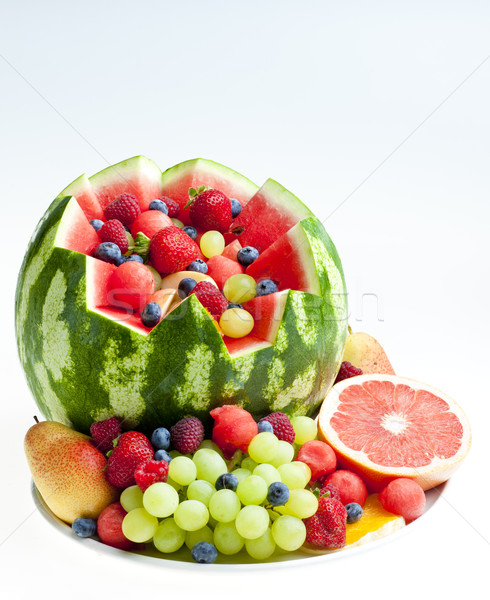 fruit salad in water melon Stock photo © phbcz