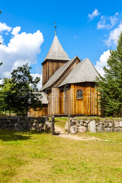 wooden church, Kaszubski ethnographic park in Wdzydzki Park Kraj Stock photo © phbcz