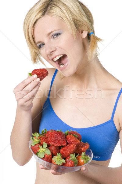 woman with strawberries Stock photo © phbcz