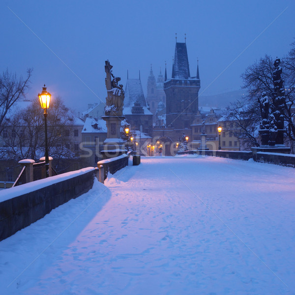 моста зима Прага Чешская республика свет снега Сток-фото © phbcz