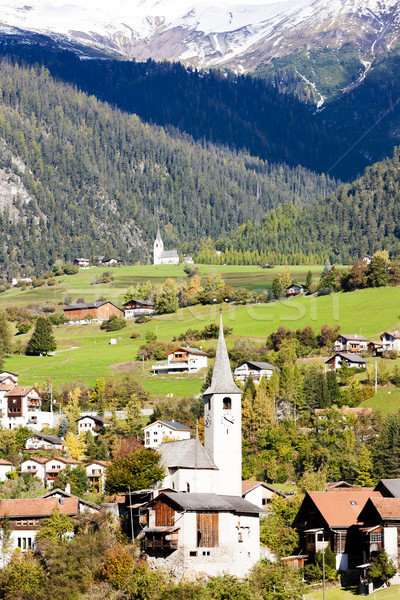 İsviçre ev kilise dağlar sonbahar mimari Stok fotoğraf © phbcz