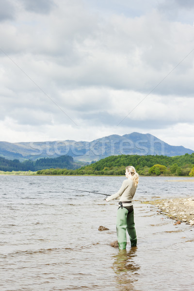 Pêche femme Écosse femmes Homme personne Photo stock © phbcz