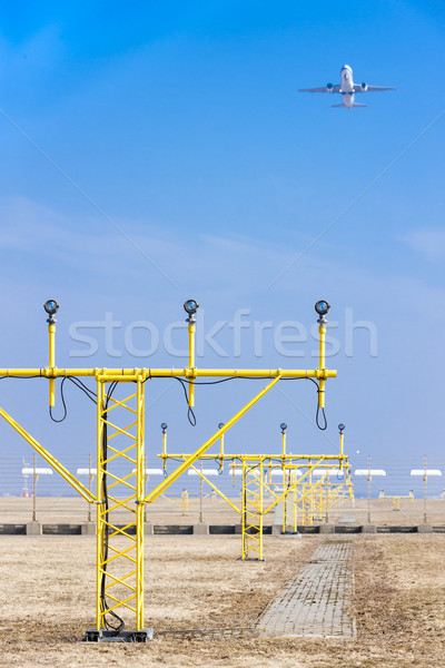 landing lights on runway, Prague, Czech Republic Stock photo © phbcz