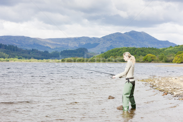 fishing woman, Loch Venachar, Trossachs, Scotland Stock photo © phbcz