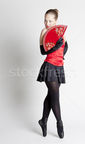 ballet dancer holding a fan Stock photo © phbcz