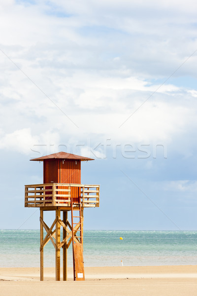 Badmeester cabine strand zee reizen Europa Stockfoto © phbcz