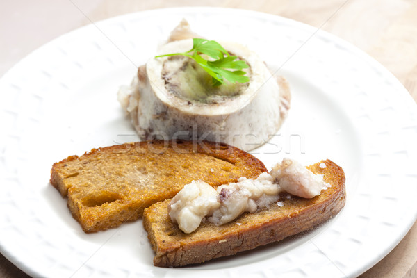 Stock photo: bone marrow with fried bread