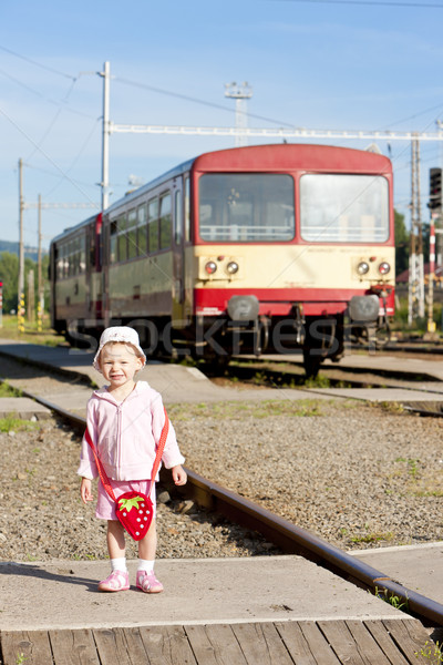 litte girl at railway station, Czech Republic Stock photo © phbcz