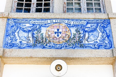 tiles (azulejos) at railway station of Duas Igrejas, Portugal Stock photo © phbcz