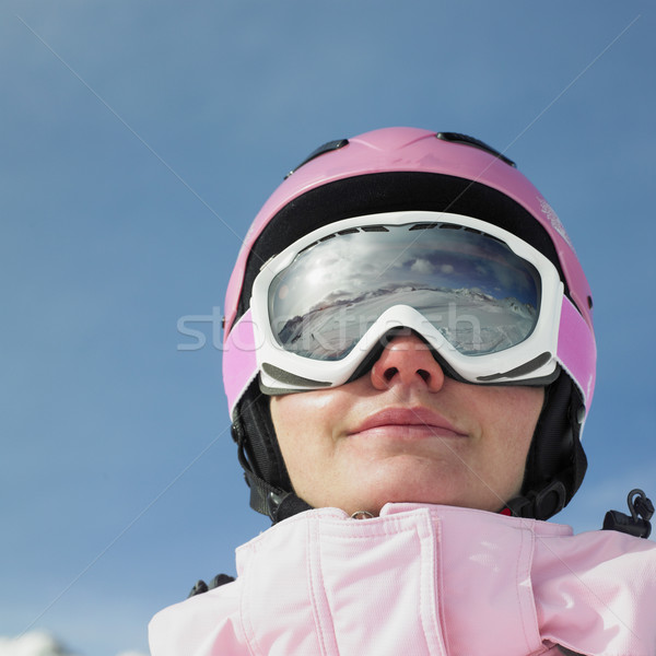 Mulher esquiador alpes montanhas França mulheres Foto stock © phbcz
