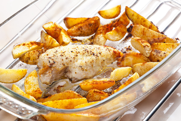 turkey meat on pepper baked with American potatoes Stock photo © phbcz