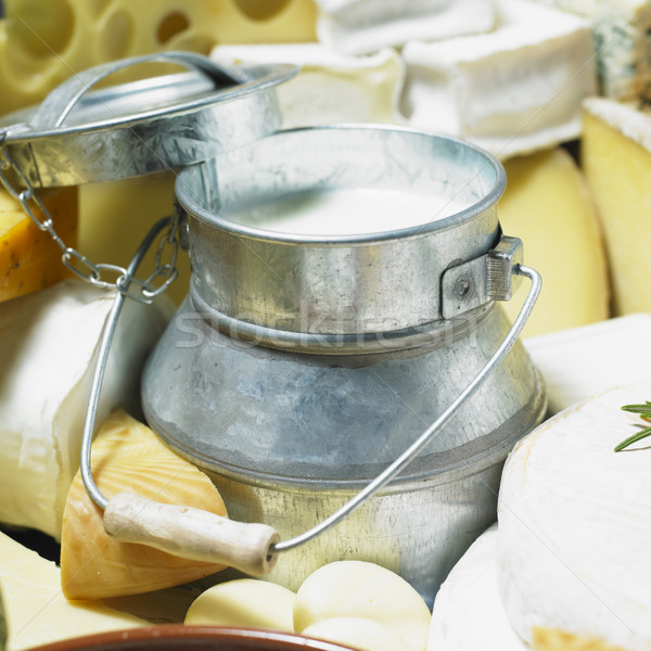 cheese still life with milk Stock photo © phbcz