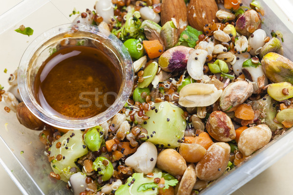 legume salad with almonds Stock photo © phbcz