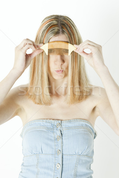 Portrait femme peigne beauté Homme [[stock_photo]] © phbcz