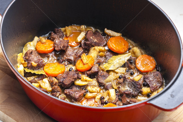 Baranina mięsa warzyw żywności tablicy marchew Zdjęcia stock © phbcz