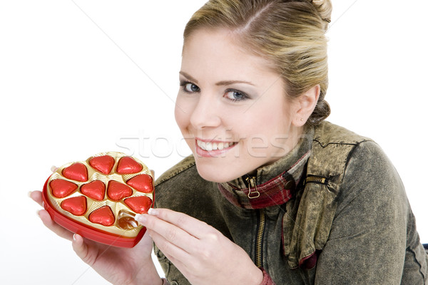 portrait of woman with chocolate Stock photo © phbcz