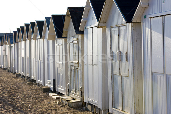 huts on the beach, Bernieres-s-Mer, Normandy, France Stock photo © phbcz