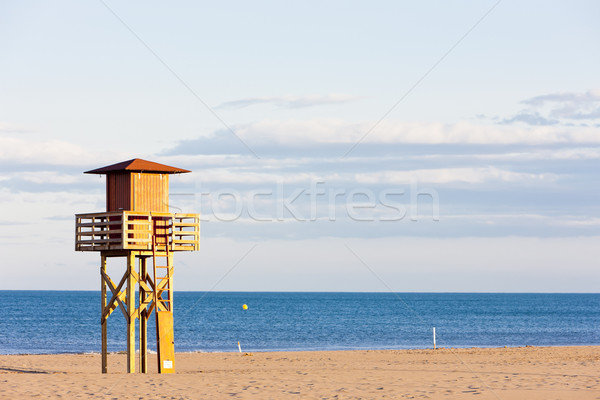 lifeguard cabin on the beach in Narbonne Plage, Languedoc-Roussi Stock photo © phbcz