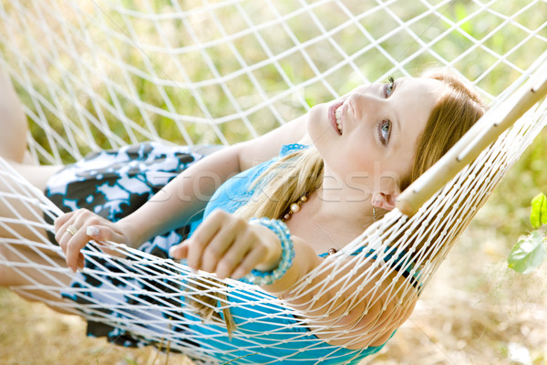 woman resting in hammock Stock photo © phbcz