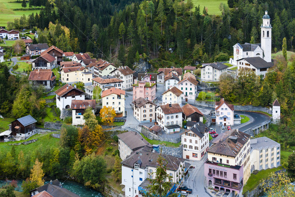 Svájc ház templom építészet Európa falu Stock fotó © phbcz