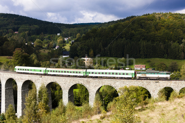 passenger train on viaduct Novina, Krystofovo Valley, Czech Repu Stock photo © phbcz
