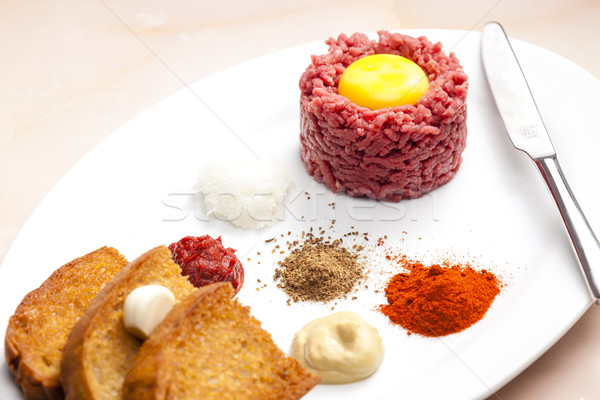 Lendenen biefstuk brood vlees toast maaltijd Stockfoto © phbcz