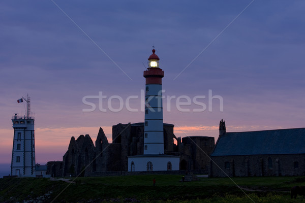 lighthouse and ruins of monastery, Pointe de Saint Mathieu, Brit Stock photo © phbcz
