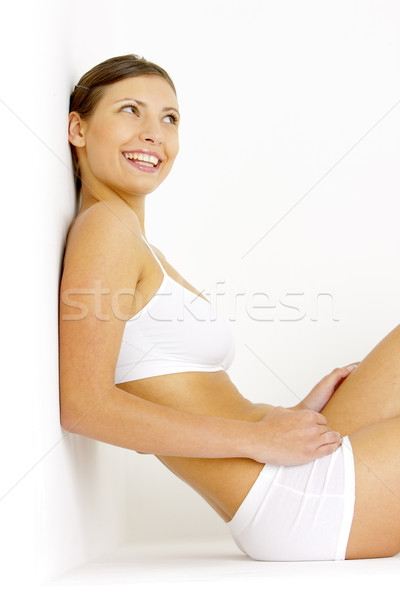 sitting young woman's portrait Stock photo © phbcz