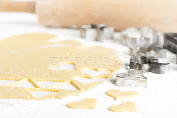 Stock photo: still life of dough with cookie cutters