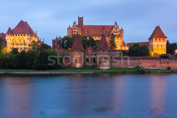 Nacht Polen Gebäude Reise dunkel Architektur Stock foto © phbcz