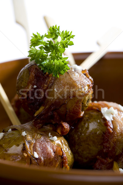 fried potatoes in bacon Stock photo © phbcz