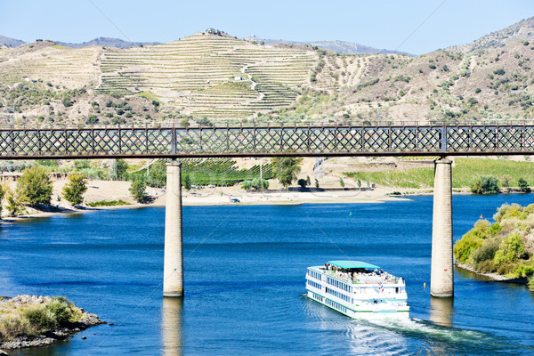 railway viaduct and cruise ship in Pocinho, Douro Valley, Portug Stock photo © phbcz